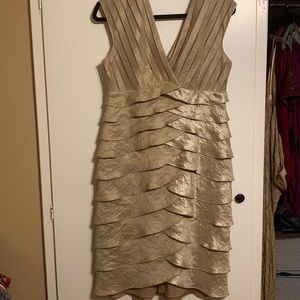 Women’s tiered gold/taupe dress size 12